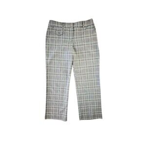 IZOD XFG Plaid Golf Pants Women's 10 Gray White Stretch Ankle Preppy Golfcore